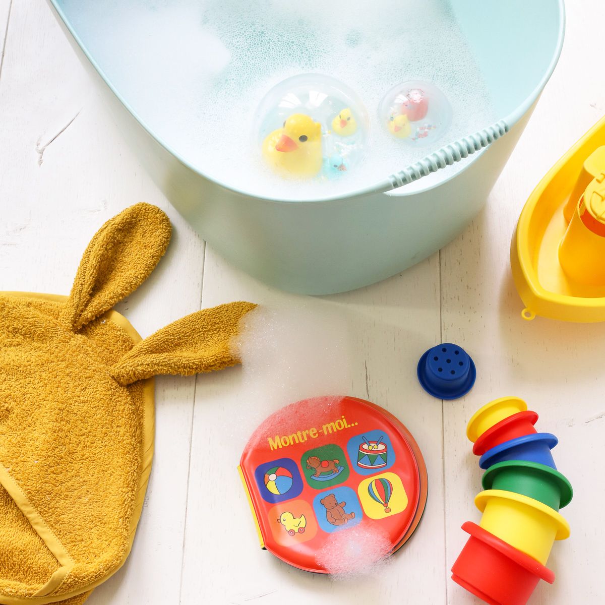 Cape de bain lapin moutarde