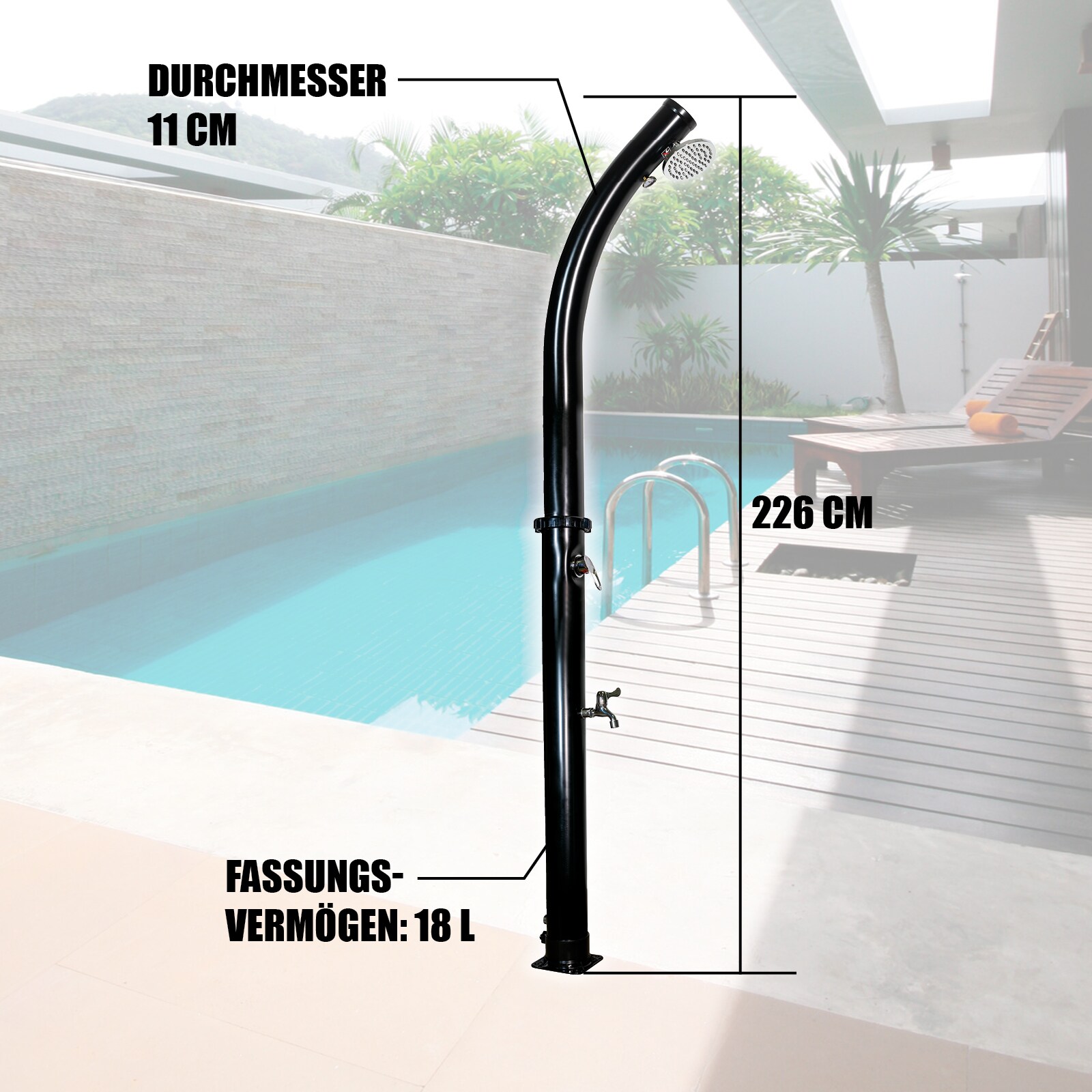 MAUK 18L Solardusche teilbar mit Thermometer