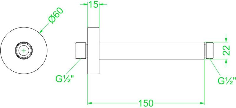 IVY - Plafondbuis - Geborsteld Nickel PVD - 15cm - 1/2