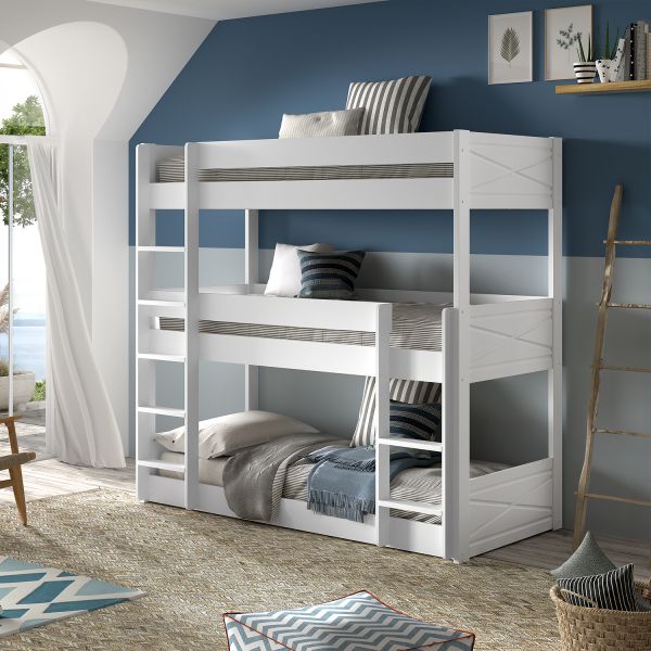 Scott Triple Stapelbed - Wit - 90 x 200 cm
