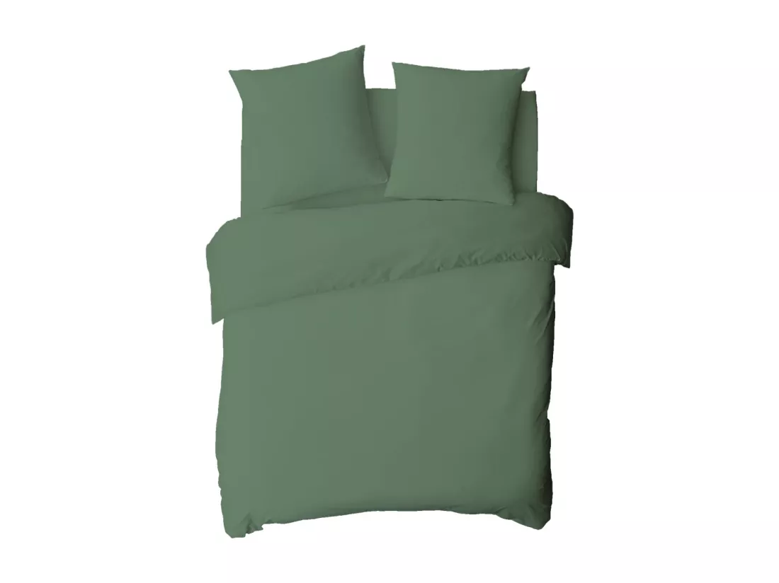 Drap housse uni en coton 57 fils eucalyptus 180x200cm