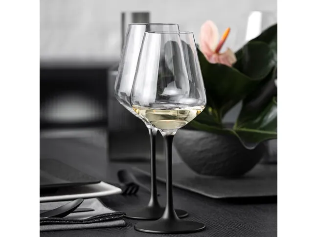Villeroy & Boch 1137988120, Hvidvinsglas, Fløjteglas, Krystal, Glas, Sort, Transparent, 380 ml, 9 cm