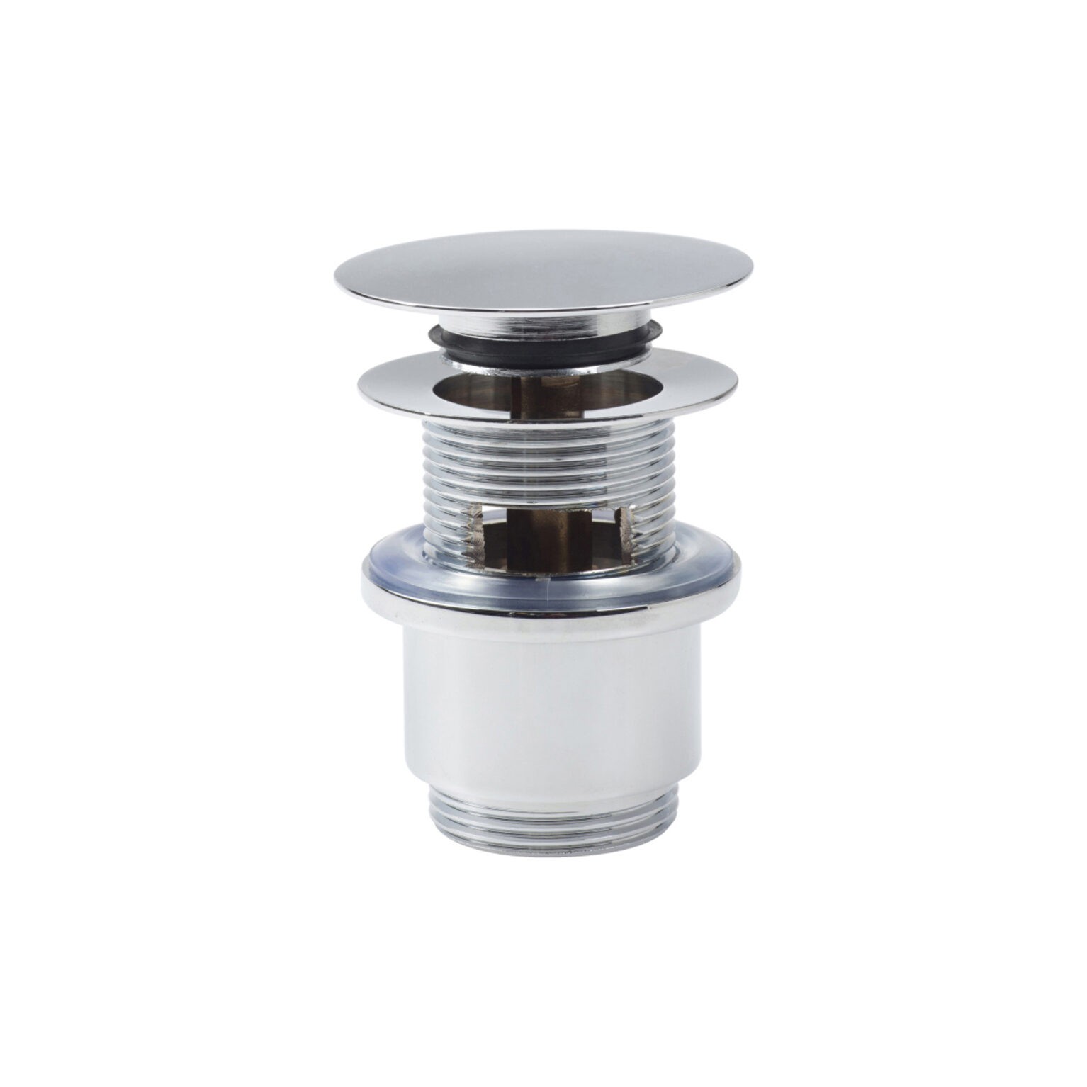 Clou InBe stop/go afvoerplug plat met overloop chroom