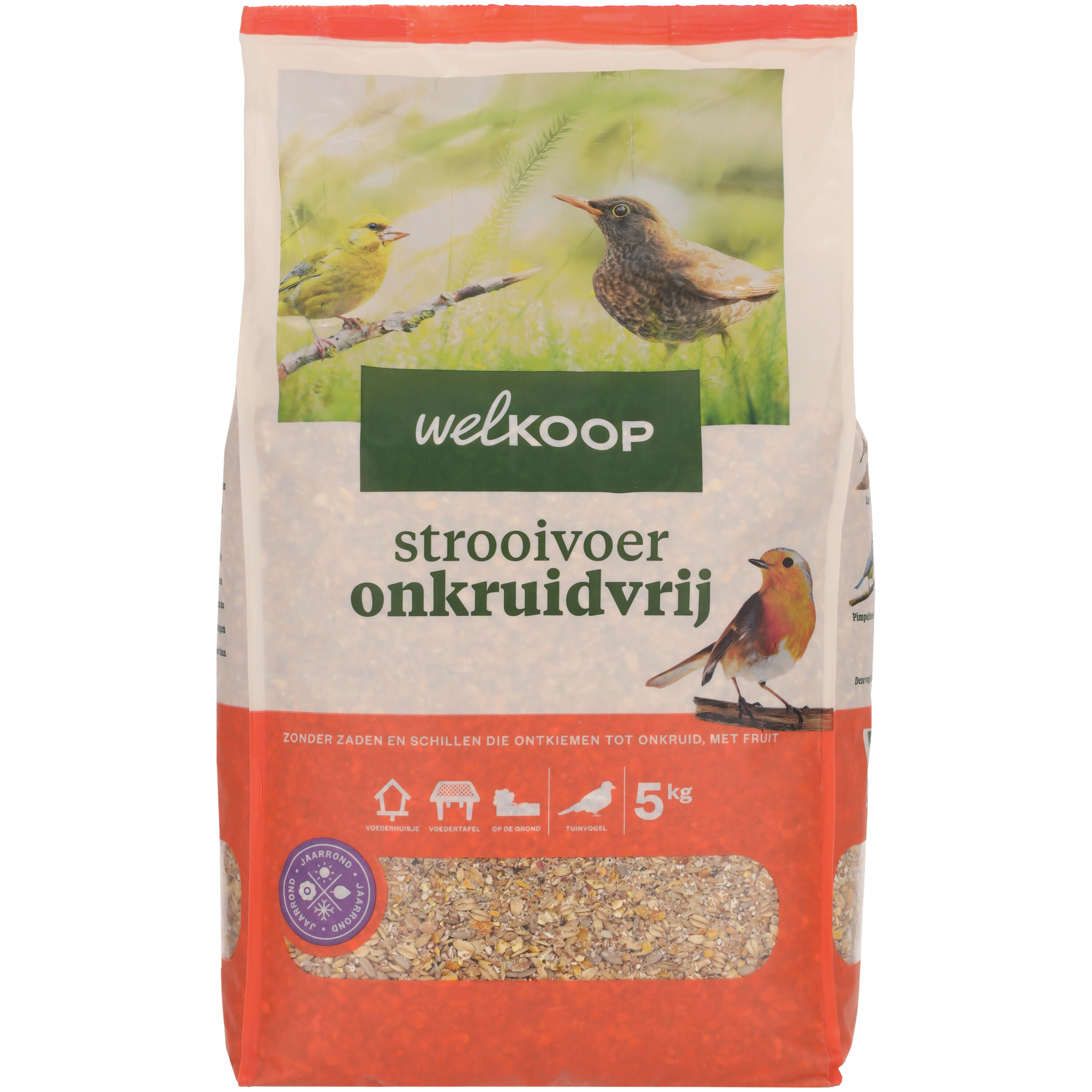 Welkoop - Strooivoer met Fruit - Onkruidvrij - Tuinvogelvoer - 5 Kilogram - Onkruidvrij