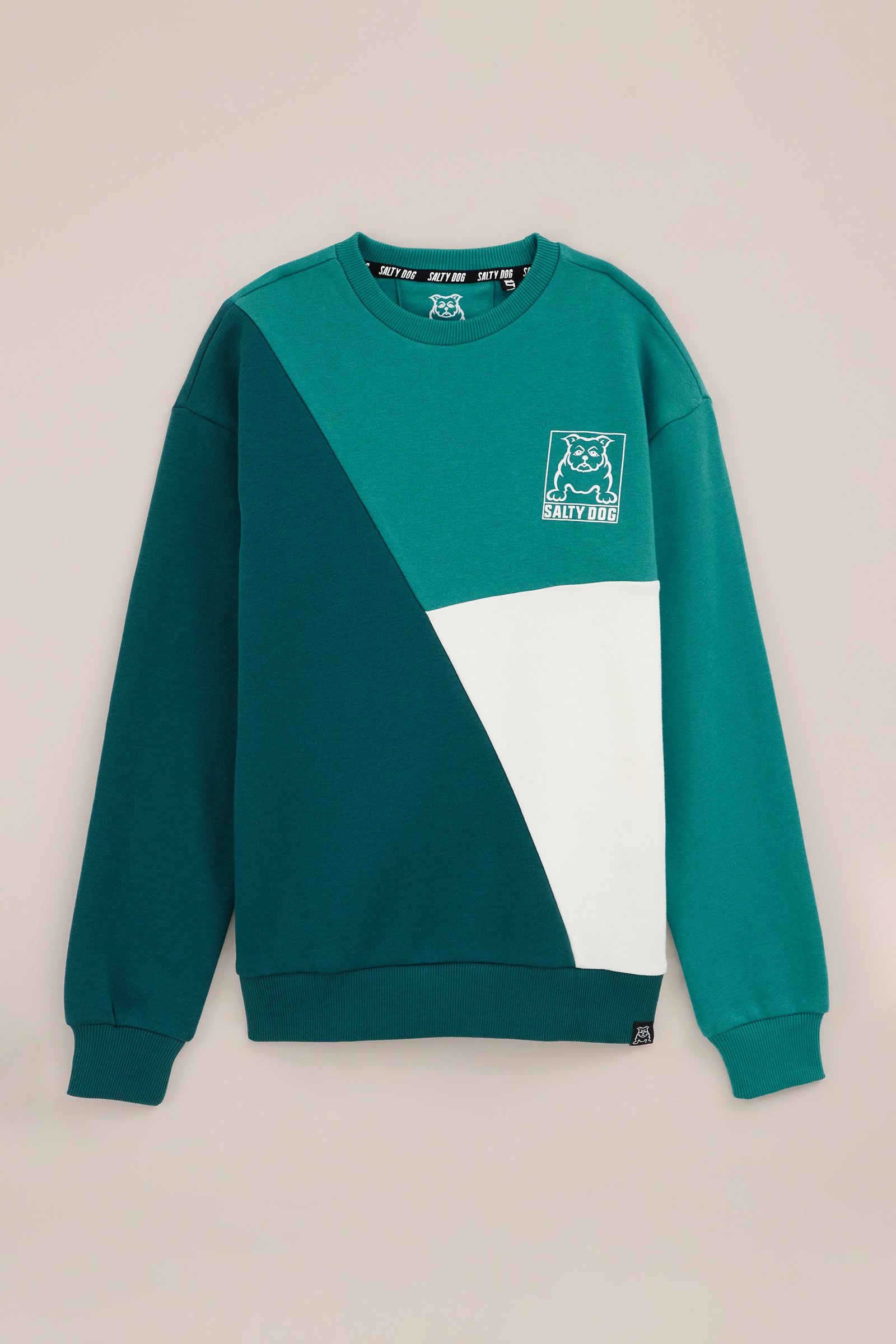Jongens sweater met colourblock Salty Dog Felgroen