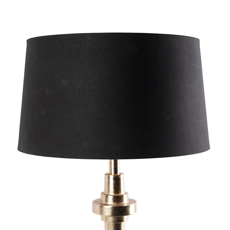 Art deco tafellamp goud en katoenen kap zwart 45 cm - Diverso