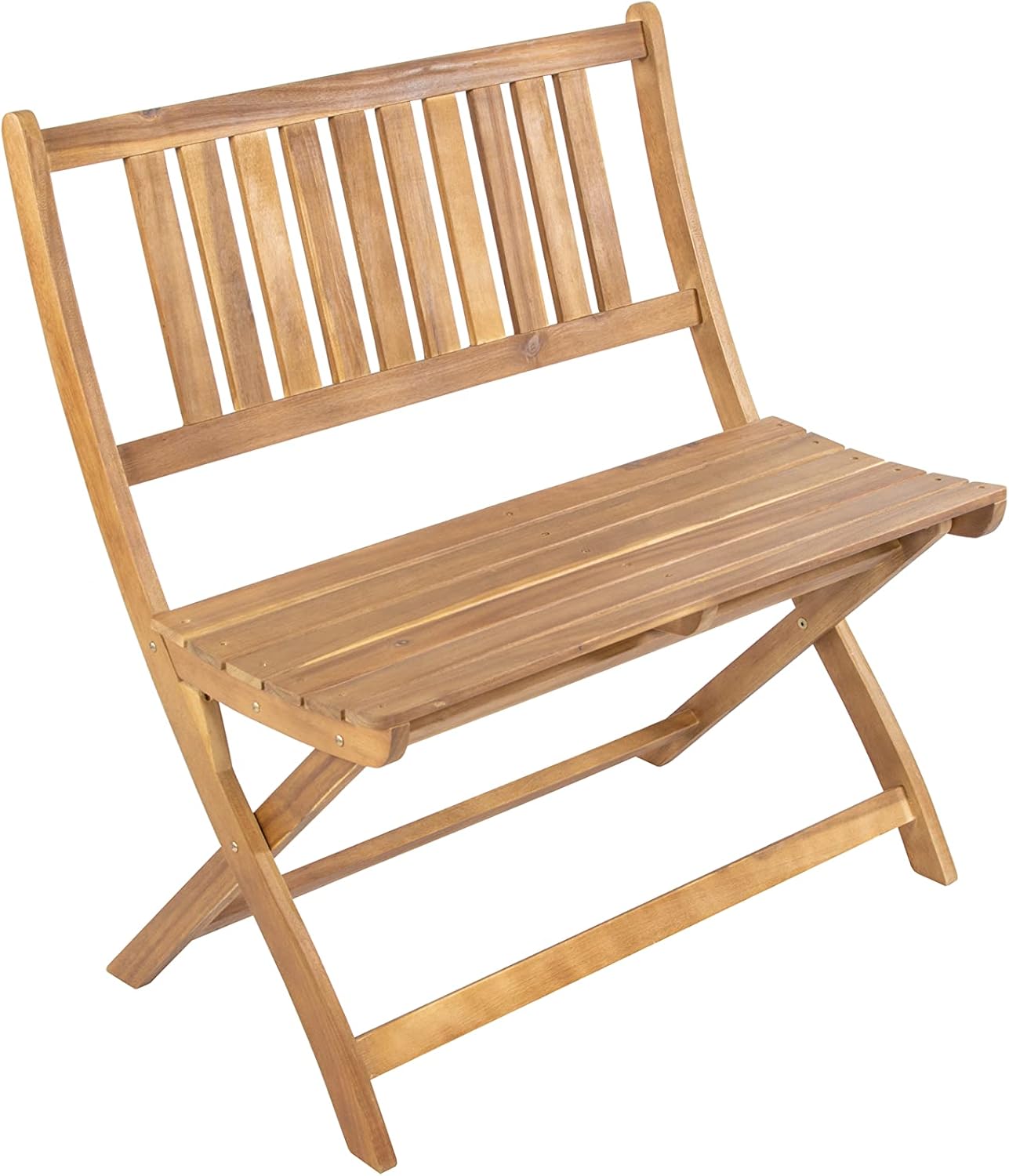 SAM 2-Sitzer Gartenbank Blossom, 80 cm Sitzbank, Akazien-Holz, Massive Holzbank, ideal für den Balkon oder Garten, Braun