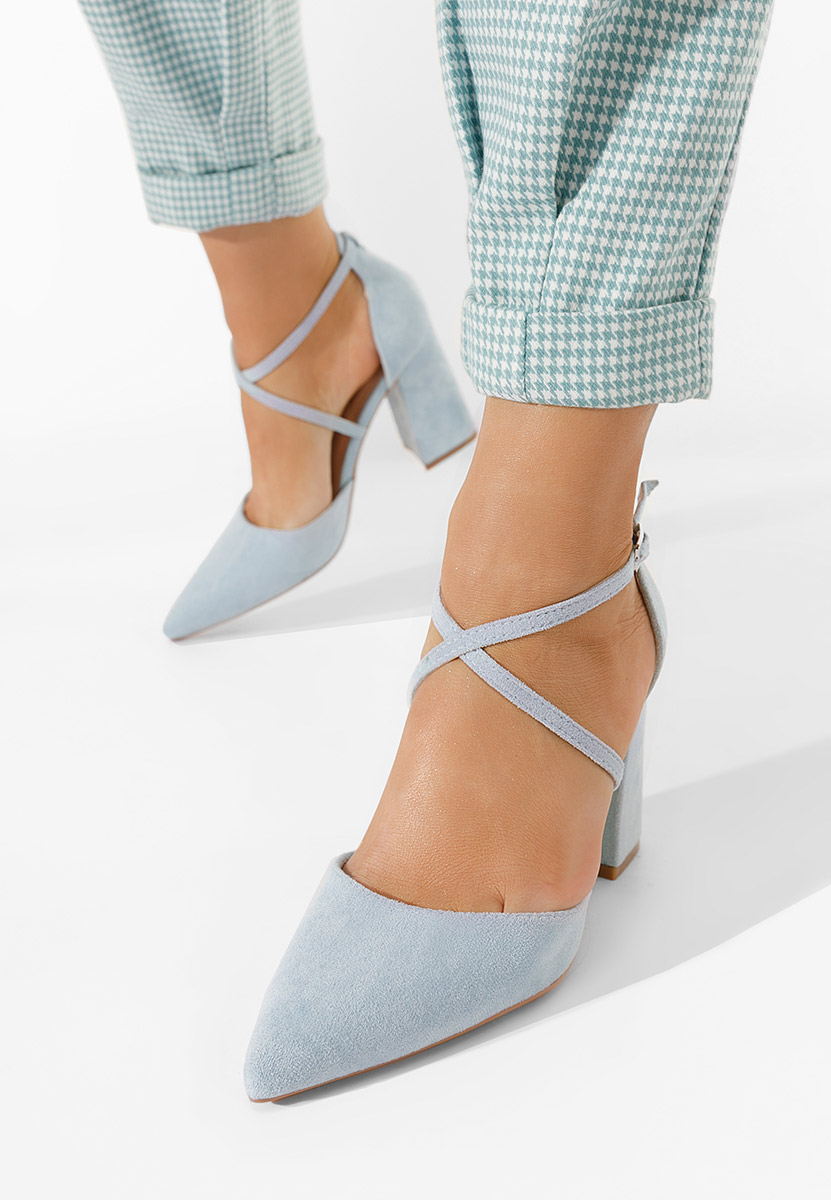 Chaussures à talon épais bleus Demitra