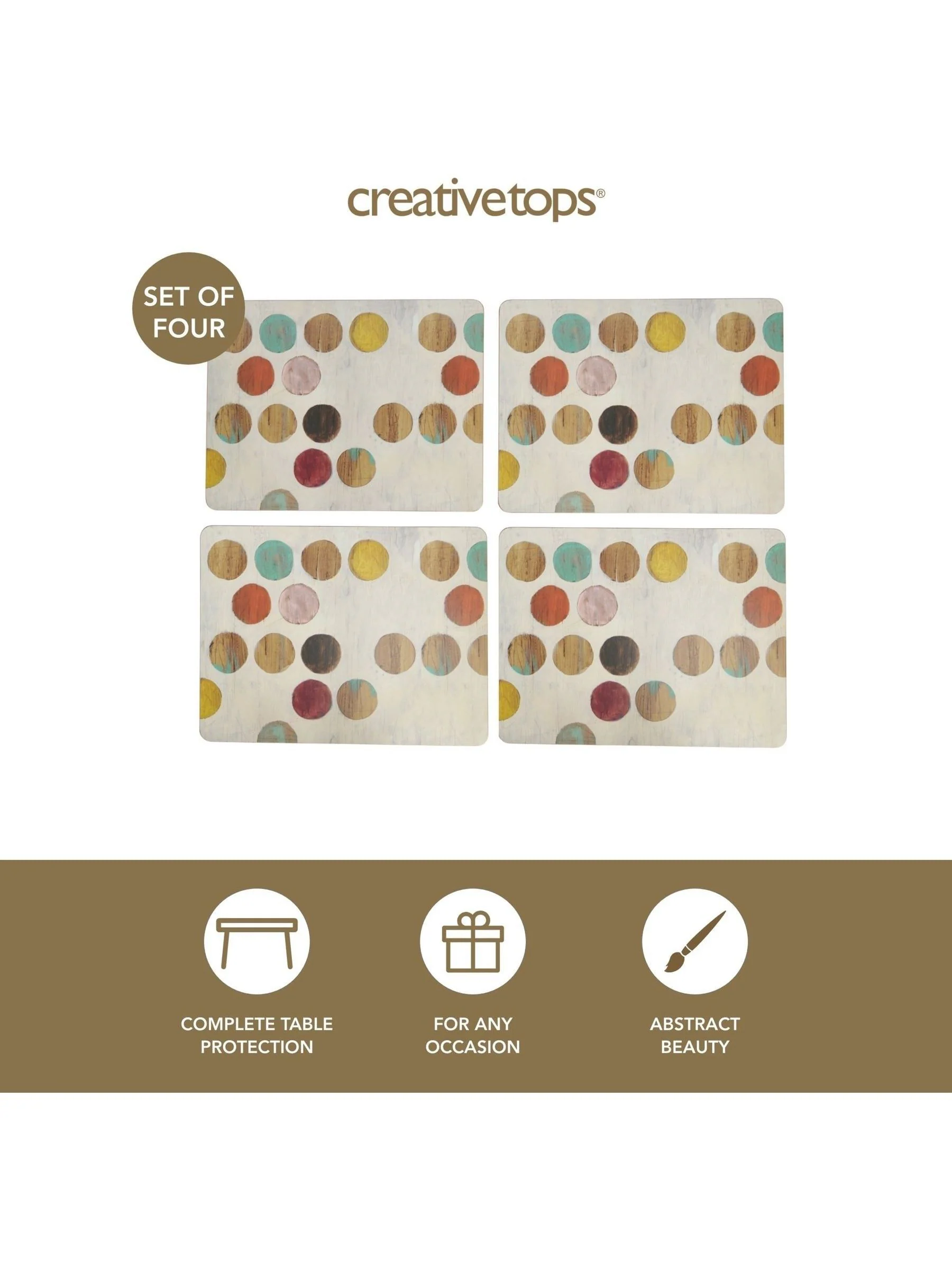 Creative Tops Set of 4 Large Cork Backed Placemat Set with Retro Art