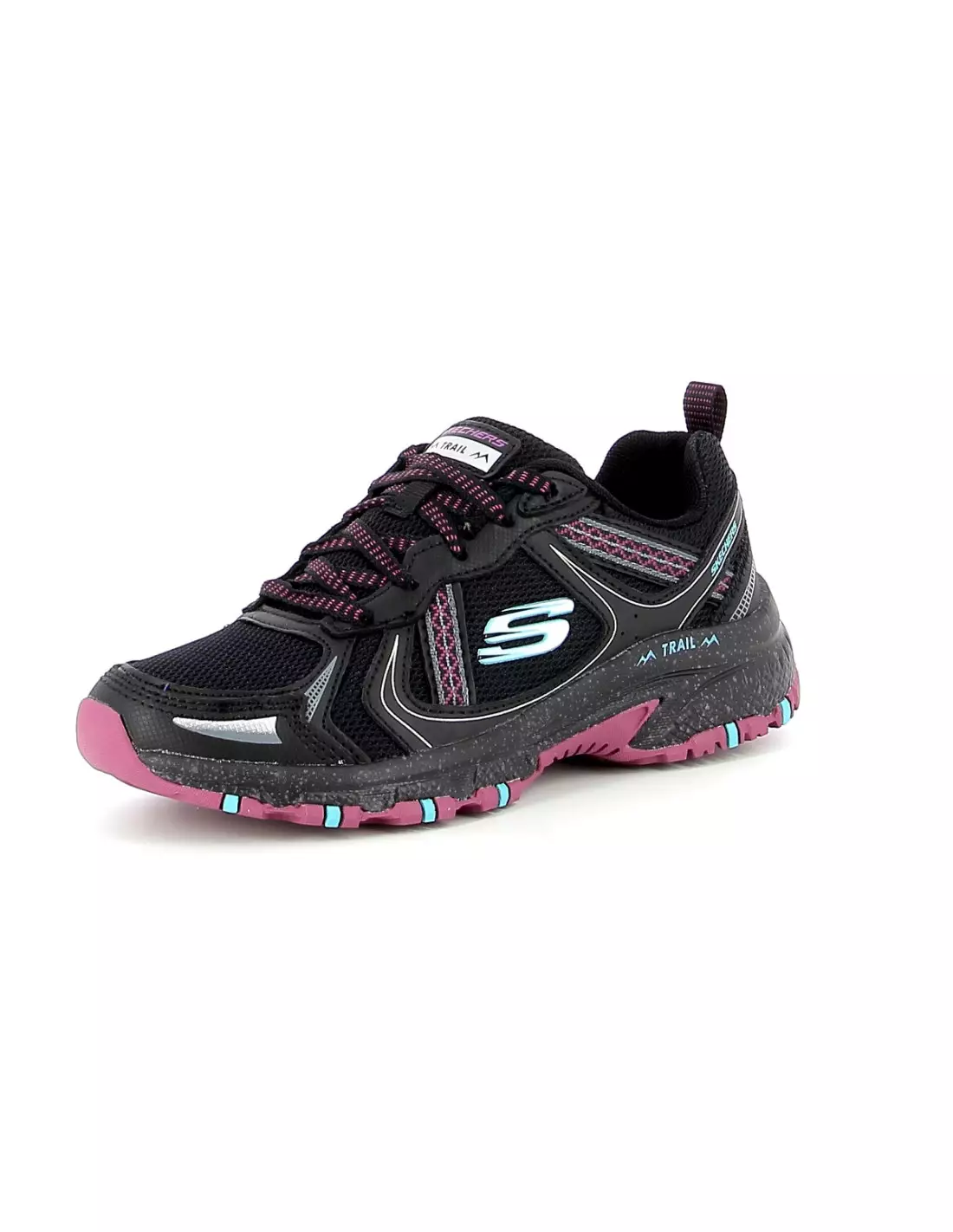 SKECHERS HILLCREST VAST ADVENTURE - Baskets BlackLeatherMeshPurple