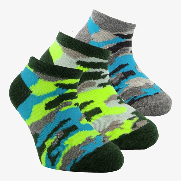 3 paar kinder sneakersokken met camouflage print