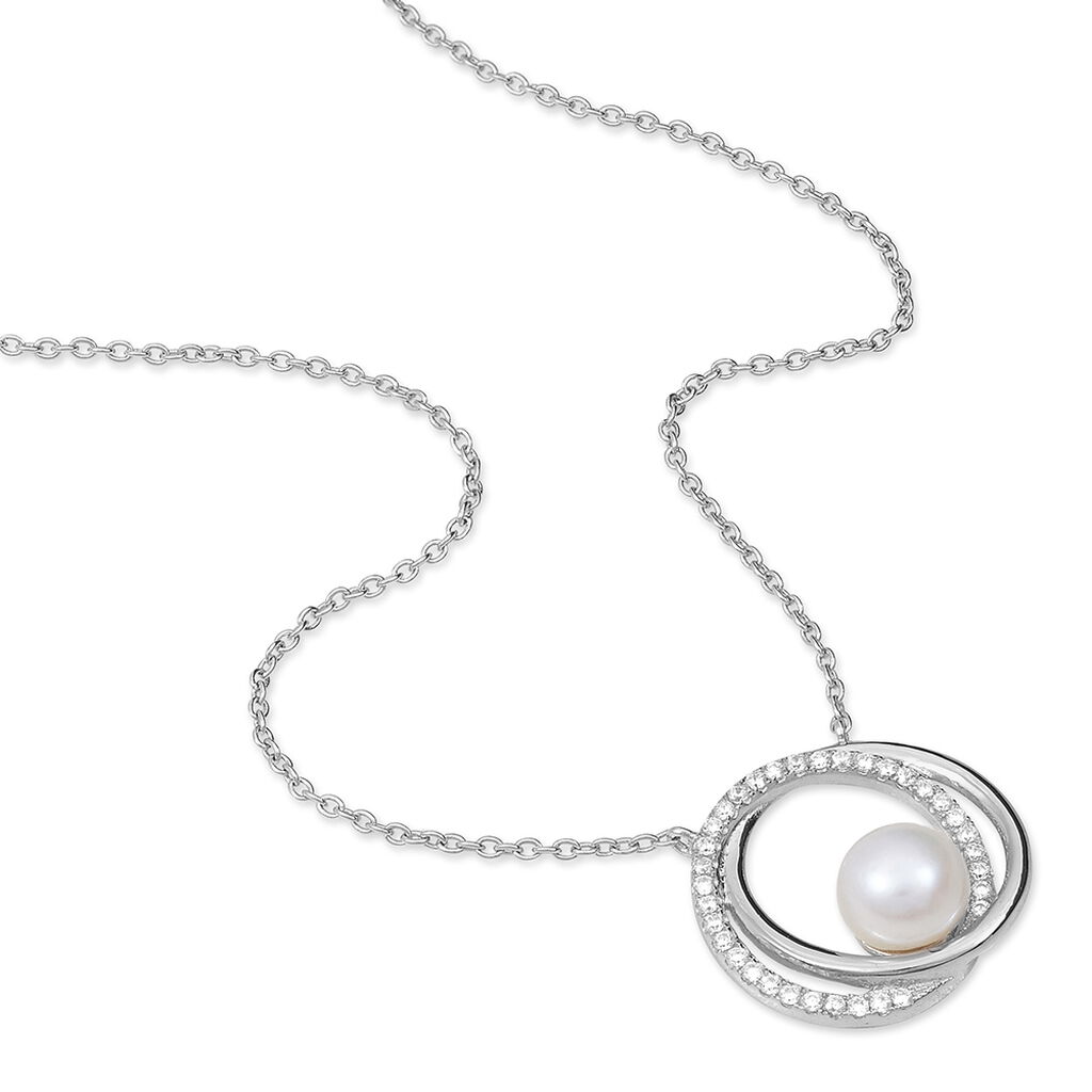 Collier Laury Argent Blanc Perle De Culture Et Oxyde De Zirconium
