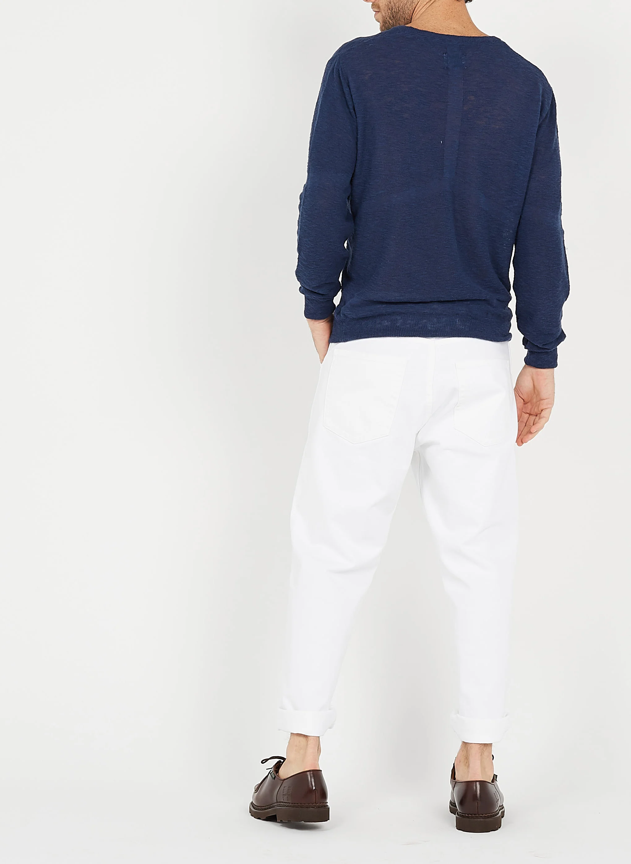 SQUAMI - Pull col rond regular-fit en coton | Bleu