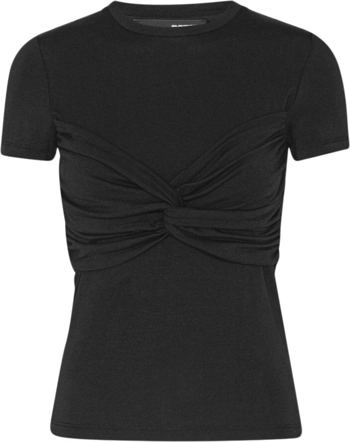 ROTATE Birger Christensen FITTED TWISTED T-SHIRT Black