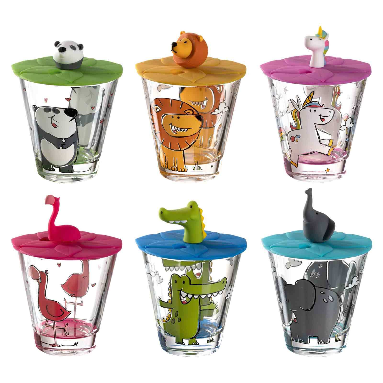 Leonardo Kinderbecher mit Deckel Bambini 215 ml 6er Set