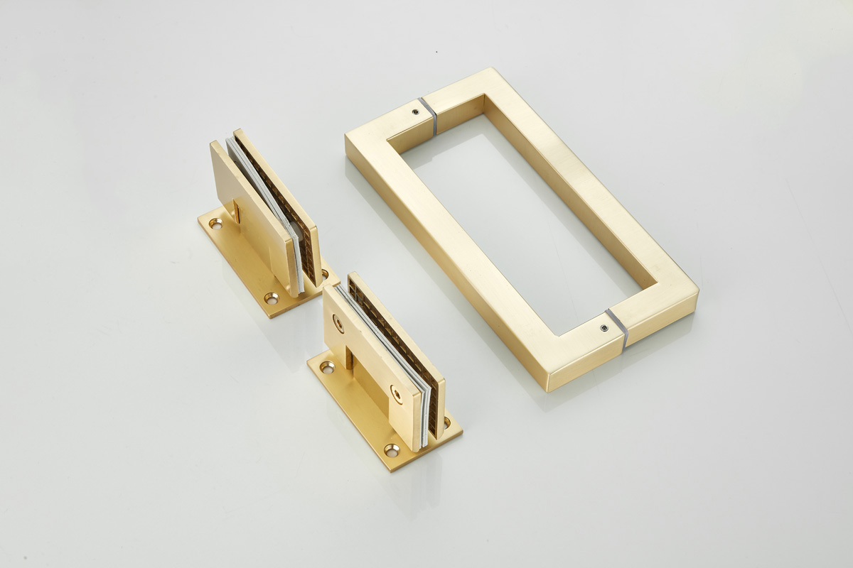 Saniclear Brass profielloze douchecabine 90x70cm met 70cm deur geborsteld messing