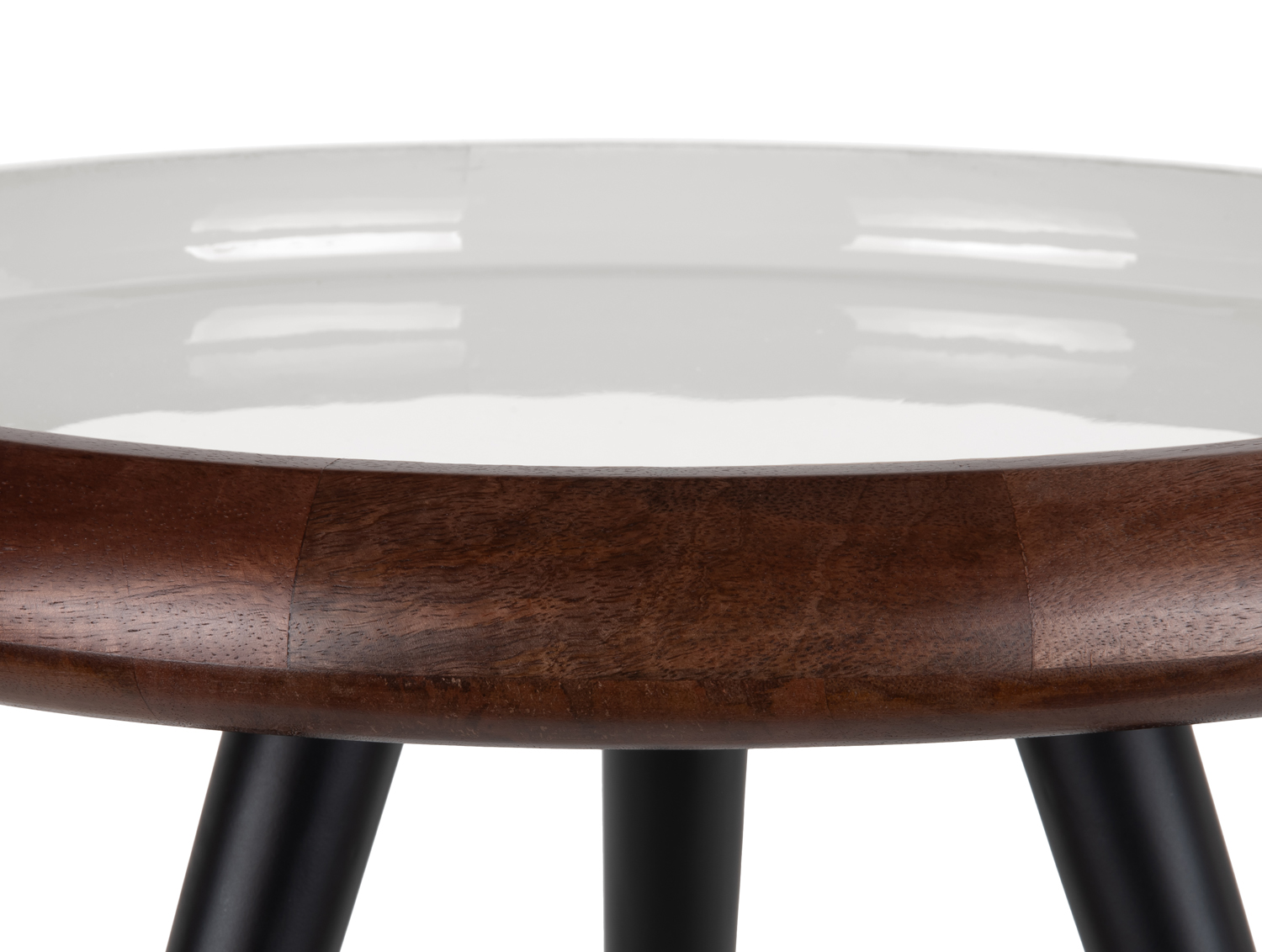 Table set Tripod warm walnut lacquer, ivory enamel