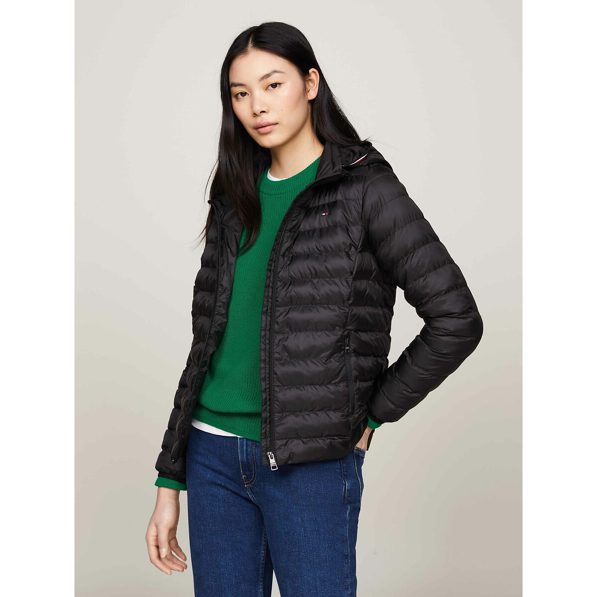 TOMMY HILFIGER<br>Jaqueta de plumas com capuz e mangas compridas
