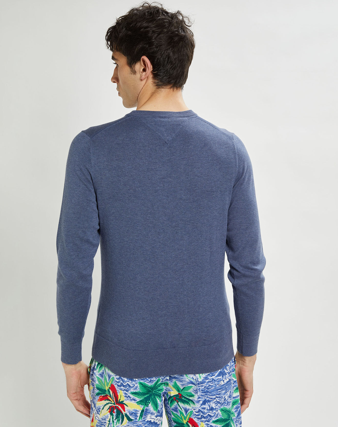 Tommy Hilfiger Pull en Coton Bio & Soie bleu vintage