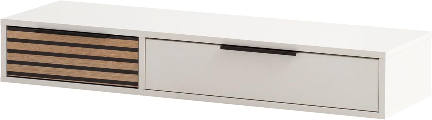 Schildmeyer Loft Konsolentisch 157181, Mattweiß/Akustikpaneel Optik, 103,7 x 32,1 x 16,4 cm