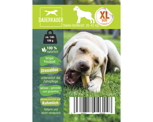 Hondensnack, langdurig kauwen, XL, sterke bijtkracht, gemaakt van melk, 1 stuk ca. 150 g, gebitsverzorging, stressverlichting voor honden van 35 - 45 kg, kauwspeeltje, kaaskauwbot