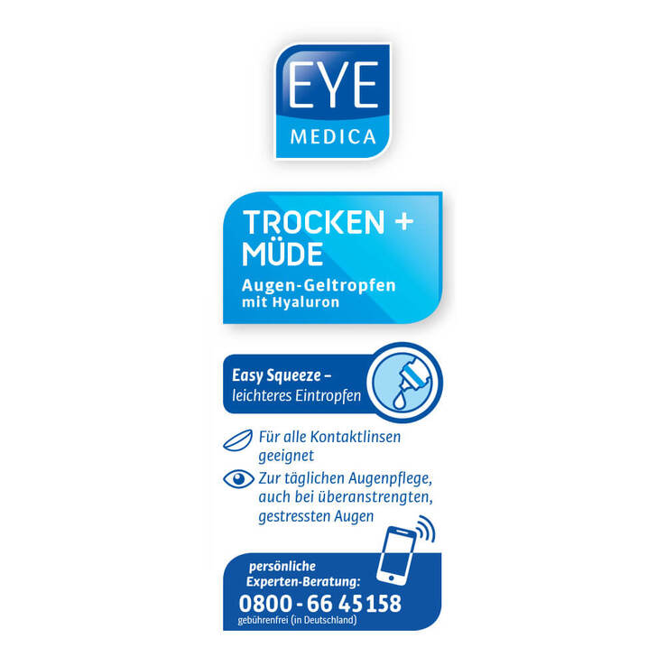 Eye Medica trocken + müde 0,3% Hyaluron Aug.-Geltro., 1 St