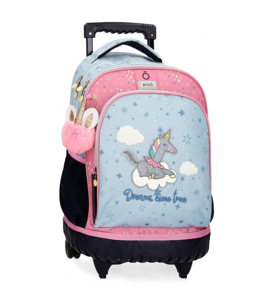 Mochila Enso com 2 rodas Enso Dreams come true azul, rosa