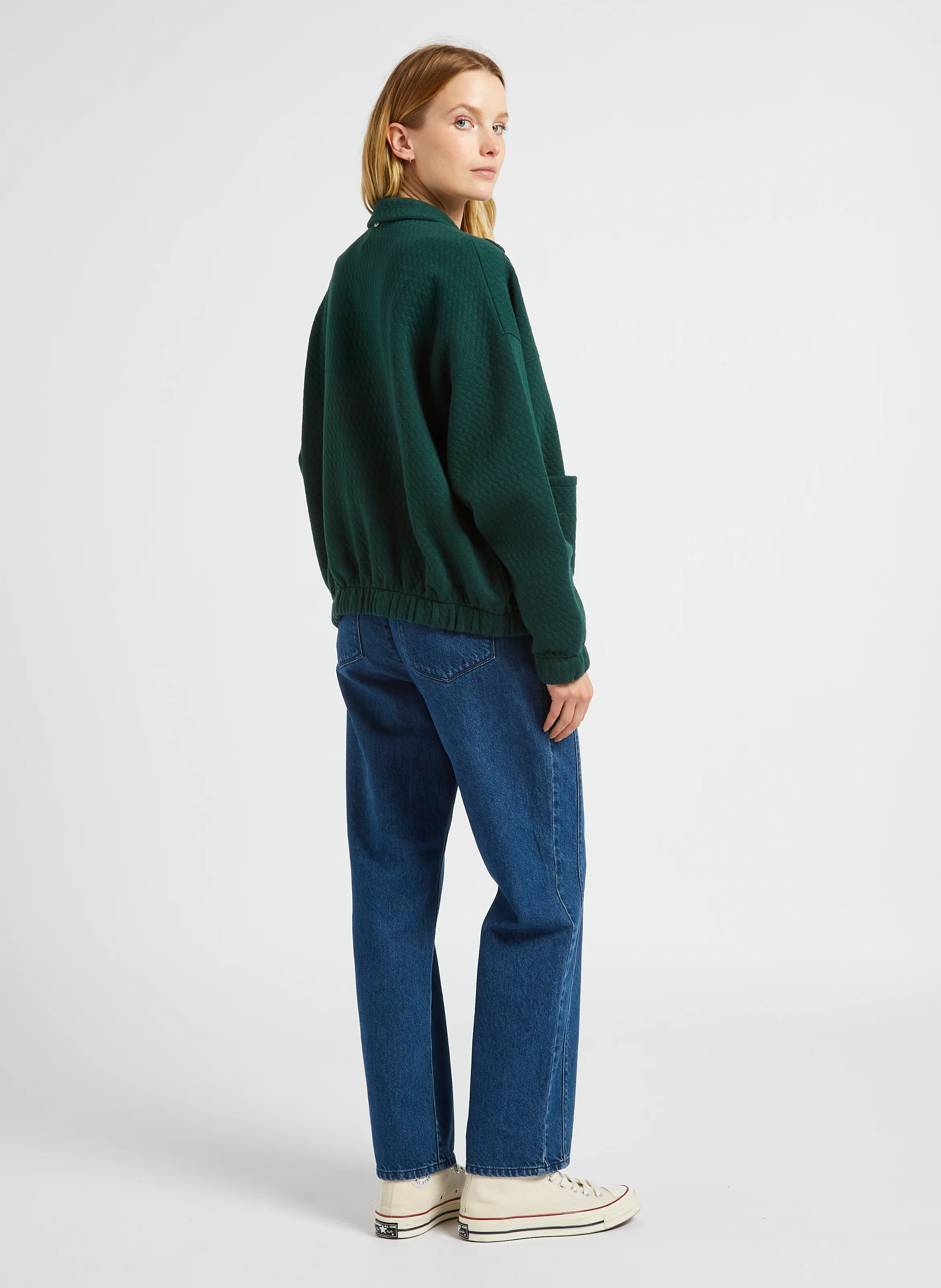 MANITAS - Blouson oversize col montant en coton mélangé | Vert