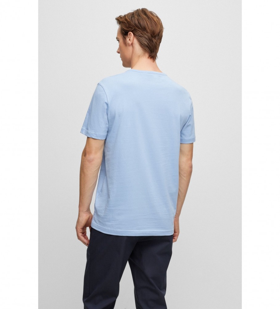 Camiseta azul curvada BOSS