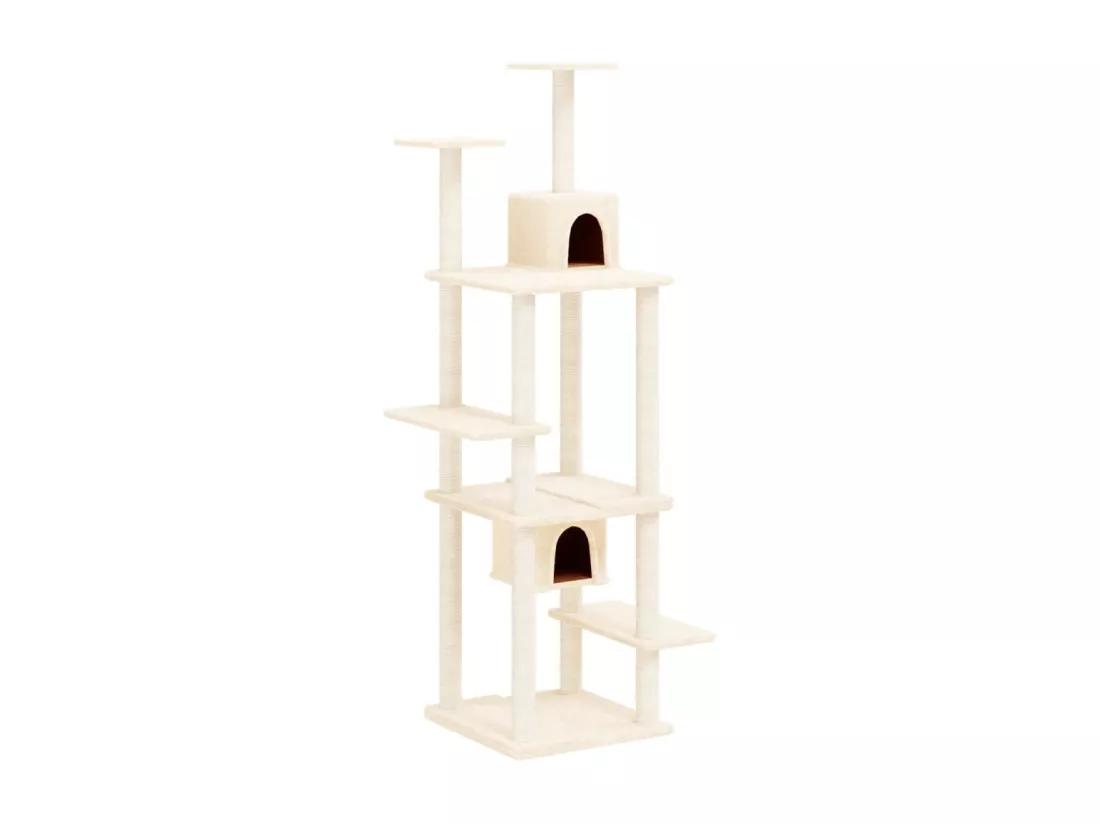 Arbre à chat avec griffoirs en sisal Crème 176 cm