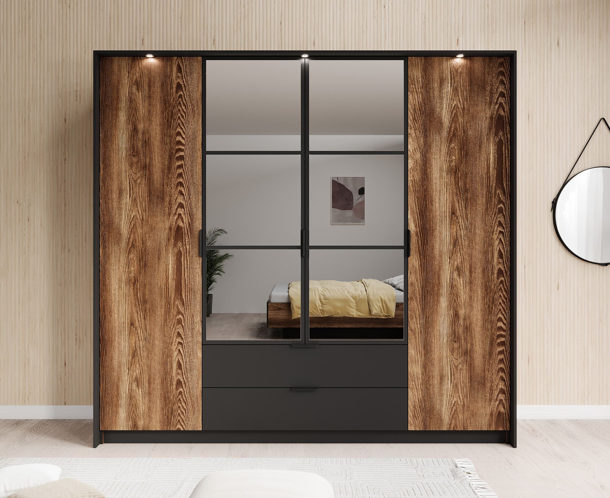 Mulvey - Slaapkamer - Eiken/Antraciet - 160x200 cm