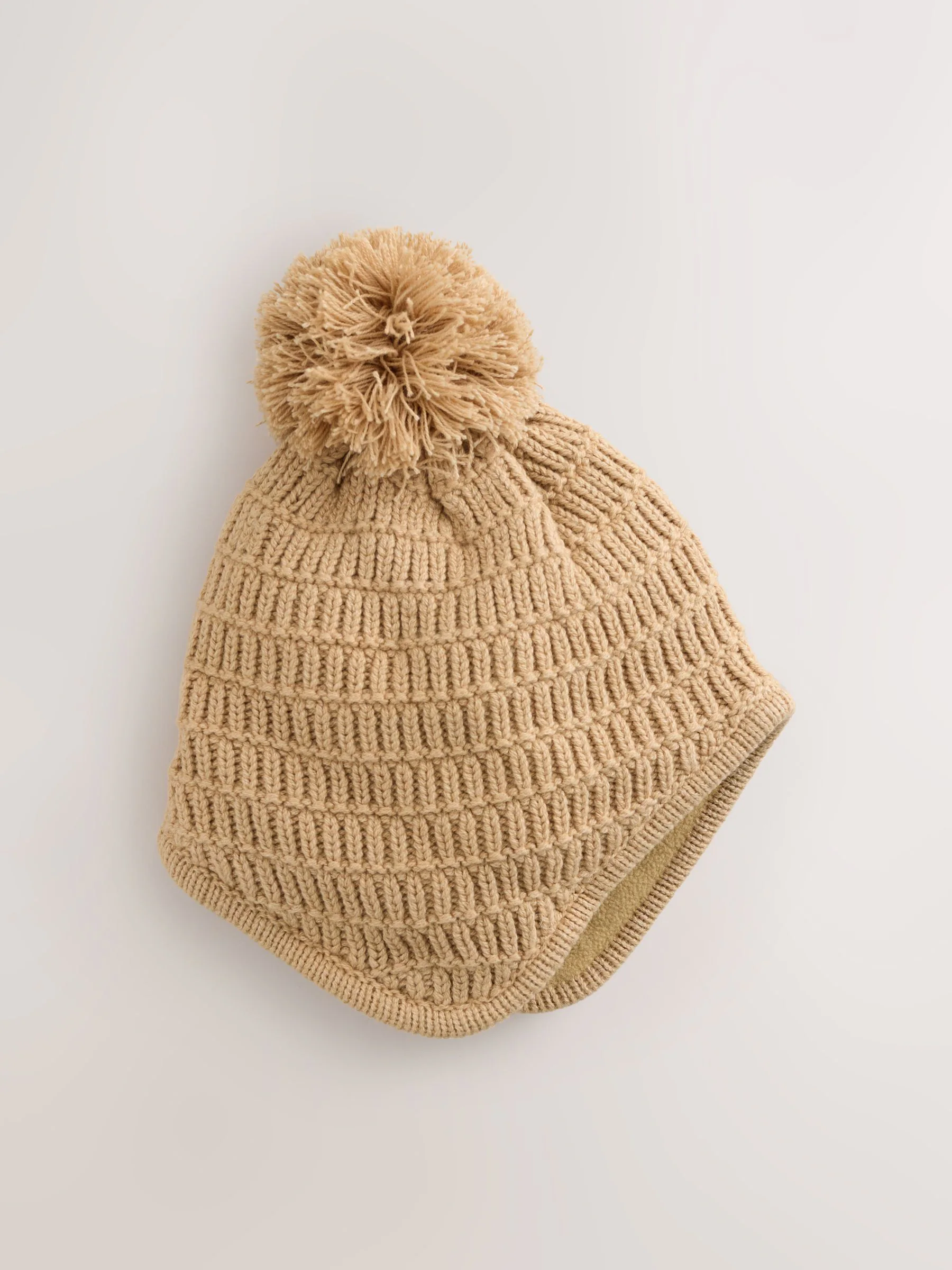 Natural Borg - Gebreide pilotenmuts voor baby's met pompon (0mnd -2jr)