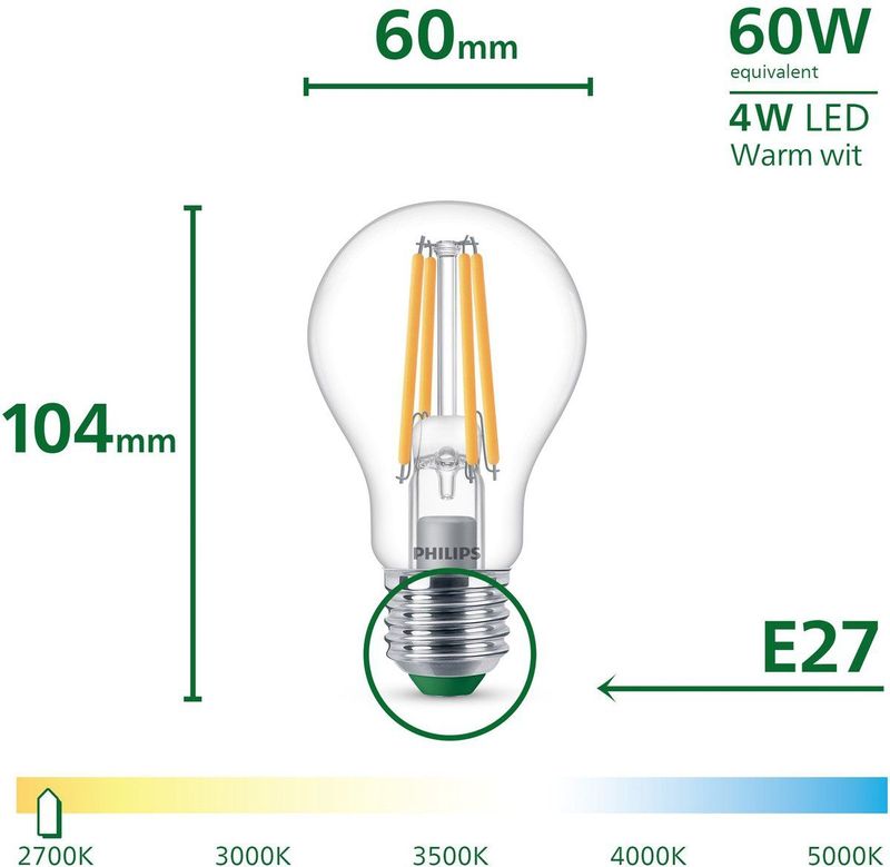 Philips - LED-lampen - Warmwit - 3 Stuks - Energiezuinig