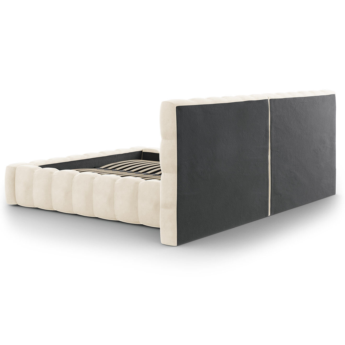 Cosmopolitan Design Lit avec coffre de rangement Bali Velours beige clair - 180x200 cm