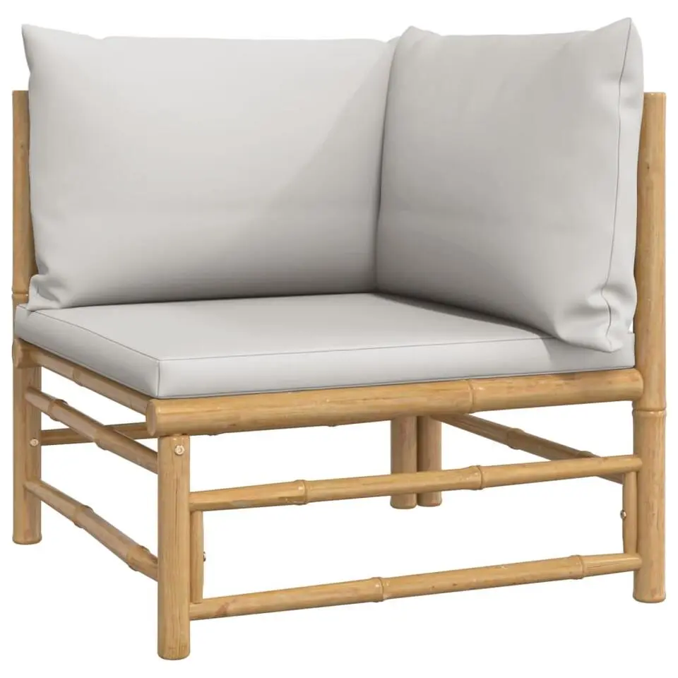 vidaXL - Loungeset - Lichtgrijs - Bamboe - 4 stuks - Met kussens