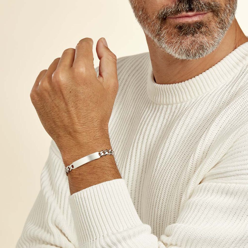 Bracelet Identité Casper Argent Blanc