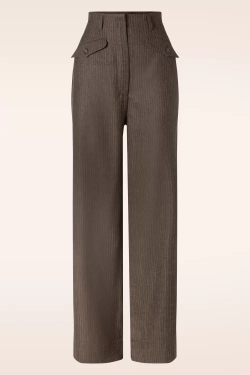 Emmy Design The Katharine Stardust pantalon met krijtstreep in bruin
