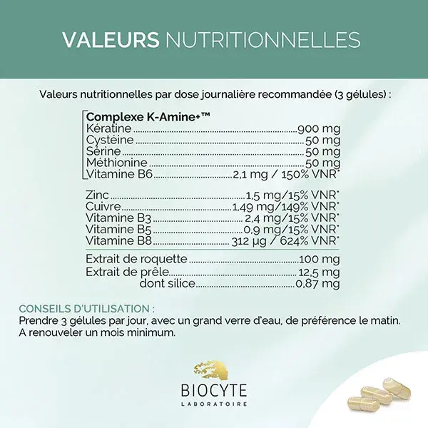 Biocyte Kératine Forte 900mg Boost Croissance Résistance du Cheveu 60 gélules