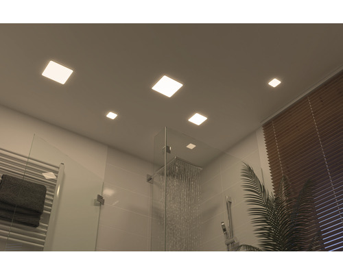 LED inbouwpaneel IP44 8,5W 750lm 4000K 12,5x12,5 cm Inbouwdiameter 4,5-10 cm VariFit Veluna satijn 230V