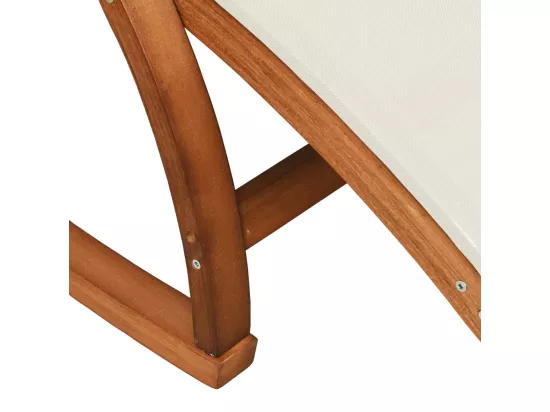 Chaise à bascule textilène blanc et bois de peuplier massif