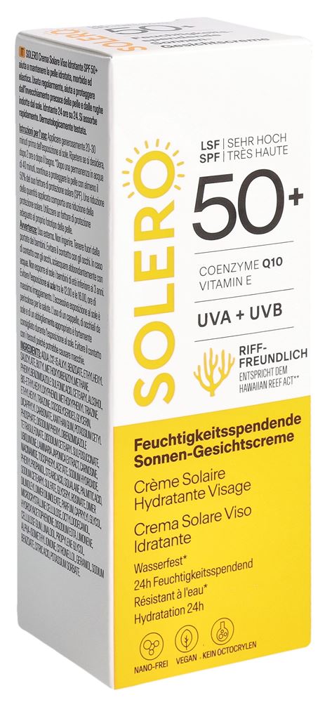 SOLERO Sonnen-Gesichtscreme<br>50 ml, Creme, feuchtigkeitsspendend SPF50+