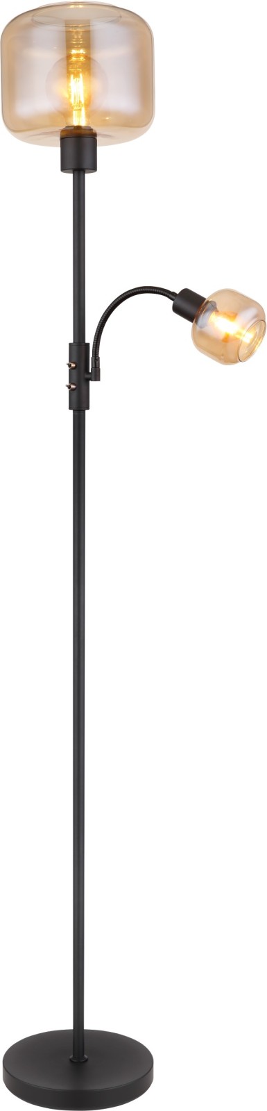 Stehleuchte - schwarz-amberfarben - Kippschalter - 165 cm hoch