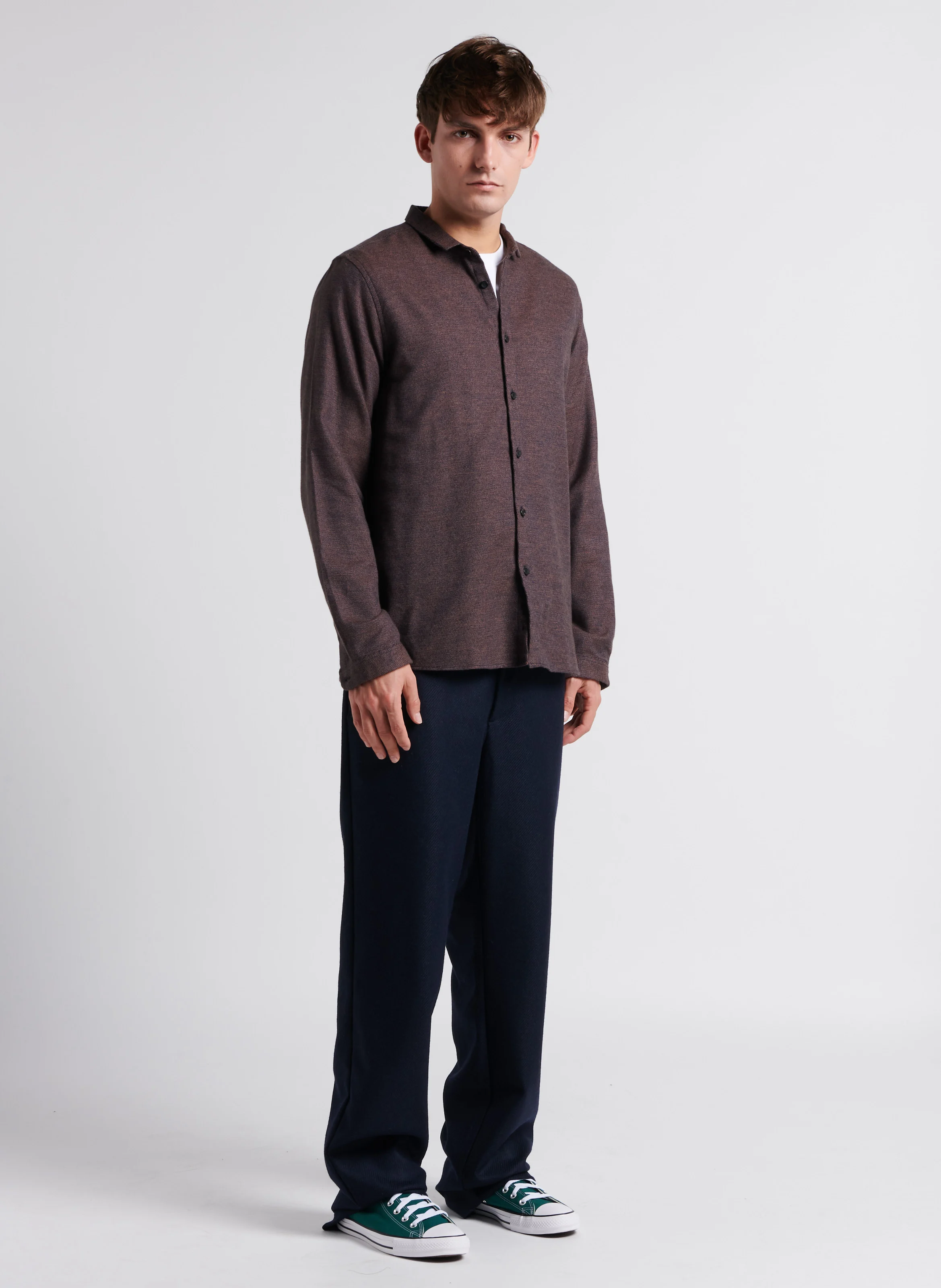 KYLE CHEVIOT - Pantalon droit en laine mélangée| Bleu