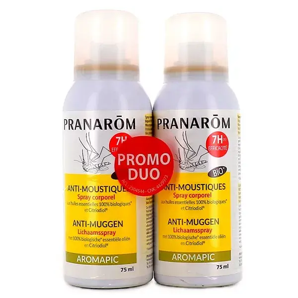 Conjunto de 2 sprays repelentes de mosquitos Pranarom Aromapic Organic de 75ml