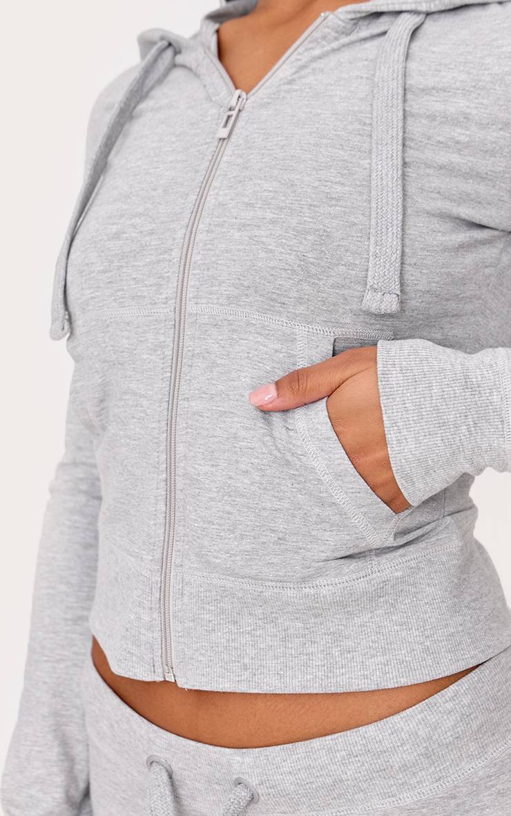Gris Chiné Haut De Survêtement Ajusté Zippé Coordonné