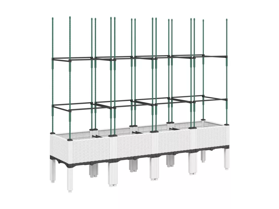 Jardinière bac lit surélevé blanche 160 x 40 x 142 cm 02_0038270