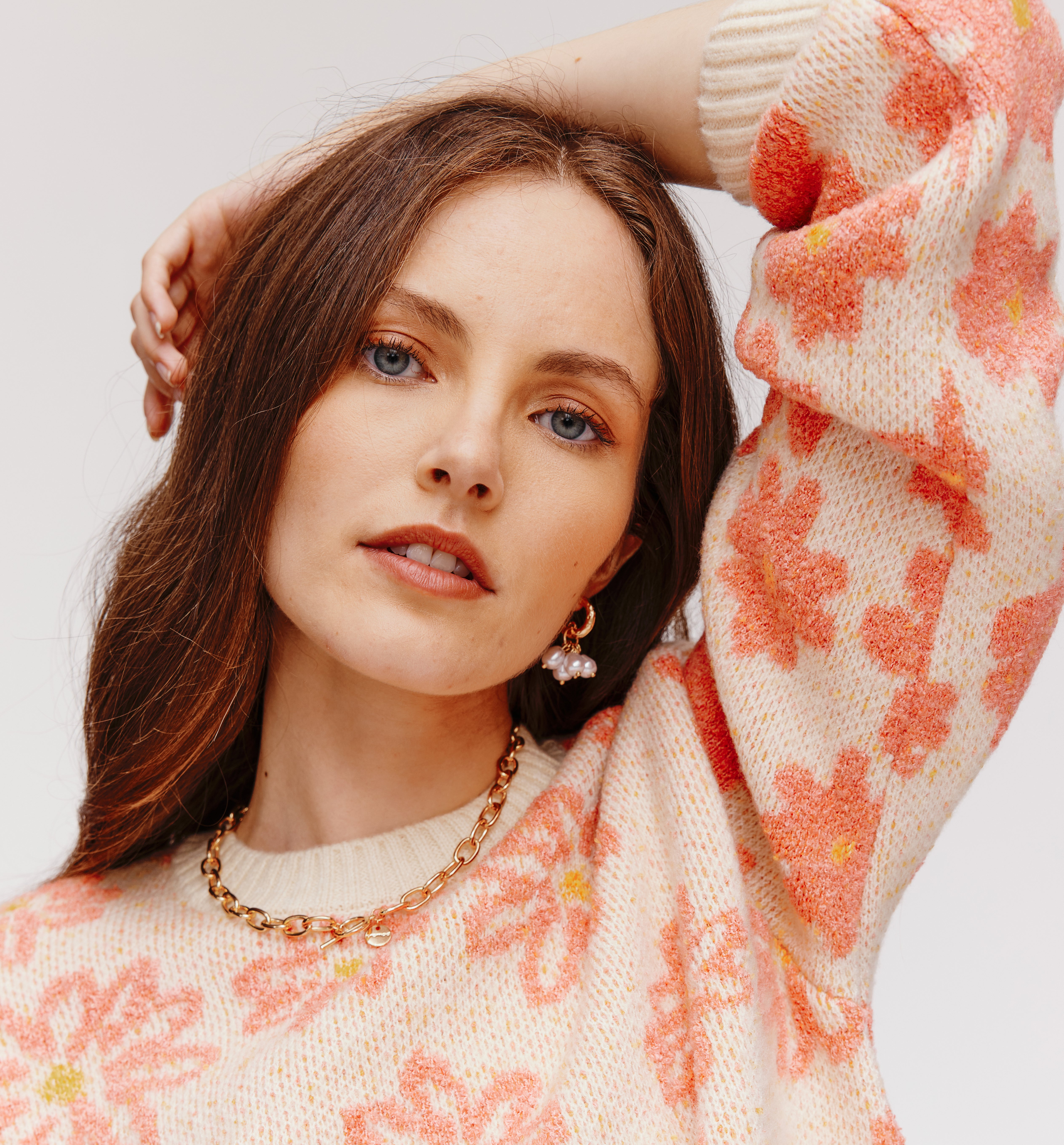 Pull à fleurs Femme - Imprimé rose