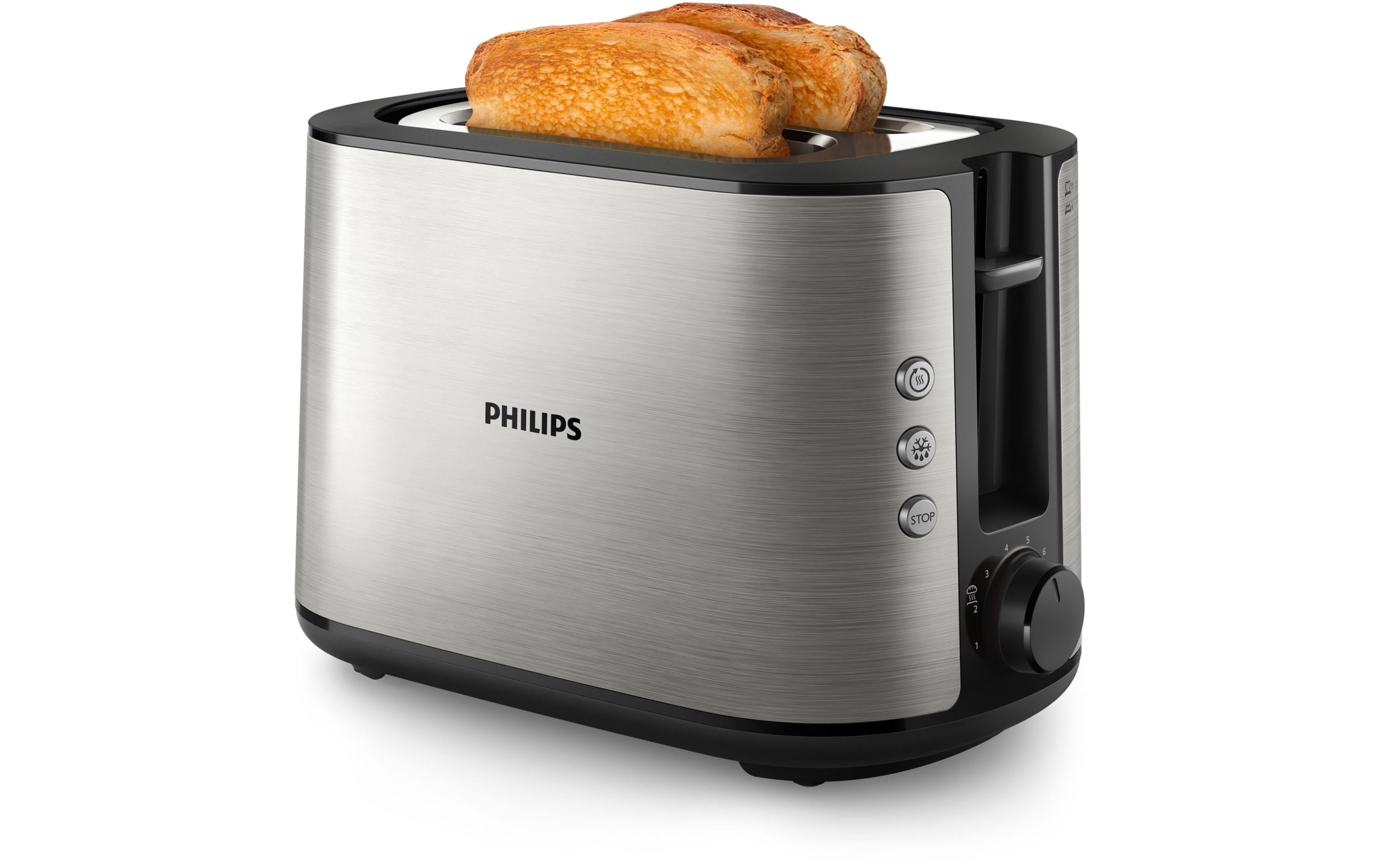 Toaster Viva Collection Edelstahl/SchwarzToaster aus Metall mit breitem Schlitz