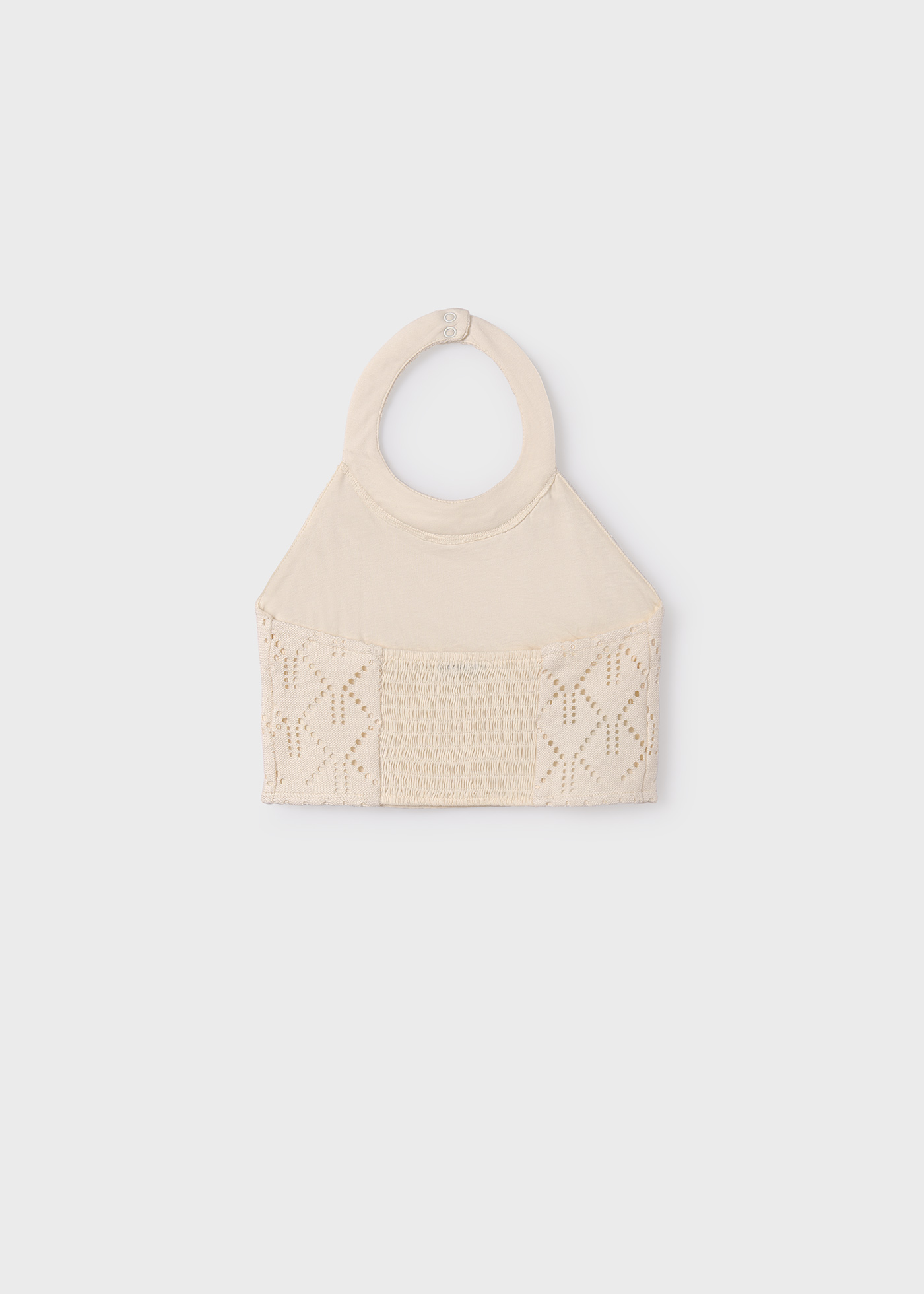 Top de algodão com detalhes vazados para menina