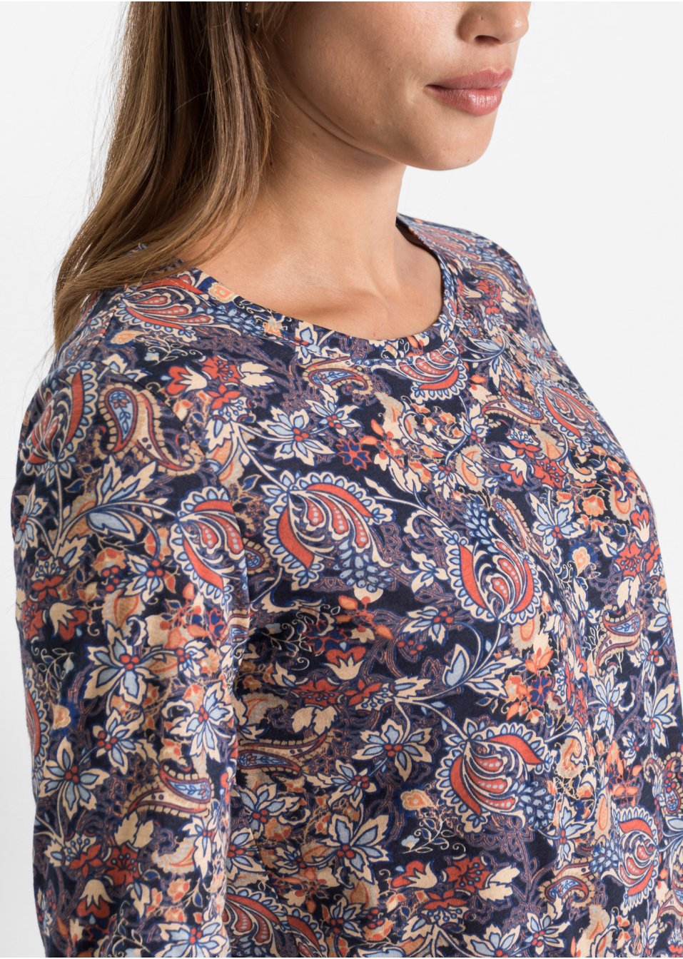 T-shirt imprimé, manches 7/8